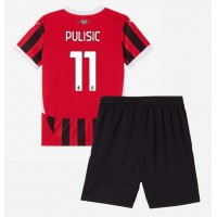 AC Milan Christian Pulisic #11 Domáci Detský futbalový dres 2024-25 Krátky Rukáv (+ trenírky)